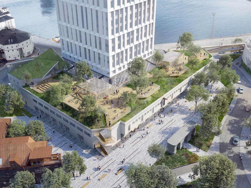 Visualisering af taghave på taget af eksisterende bygning